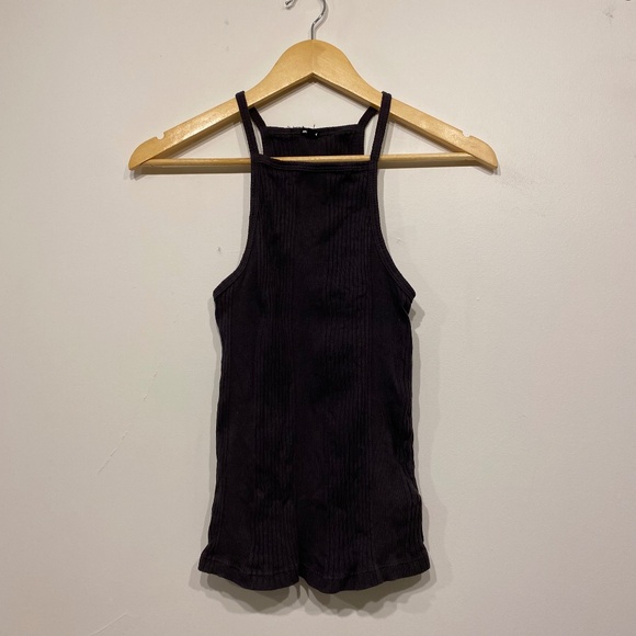 **$5 SALE** Monrow Ribbed Grey High Neck Tank Top - Picture 1 of 4